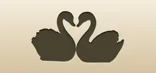 2羽のハクチョウのシルエット
