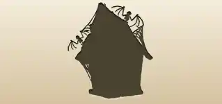 鳥小屋のシルエット