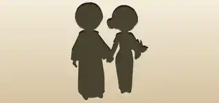 新郎新婦のシルエット