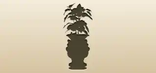 庭の植木鉢のシルエット